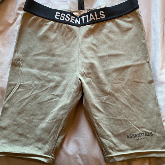NWOT WOMENS ESSENTIALS KAKI BIKER SHORTS (purchased on Ssense) - Picture 2 of 4
